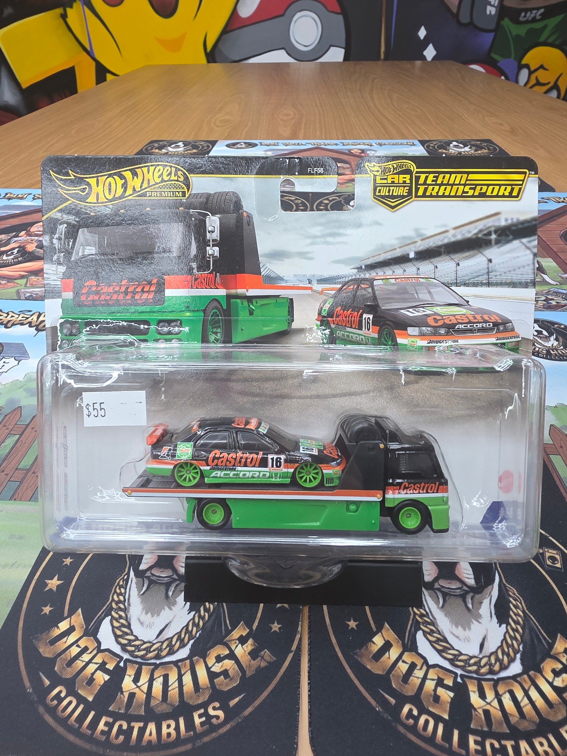 Hot Wheels Premium Car Culture Team Transport Castrol Honda Accord & Flatbed Hauler - Metal/Metal Real Riders (FLF56)-1