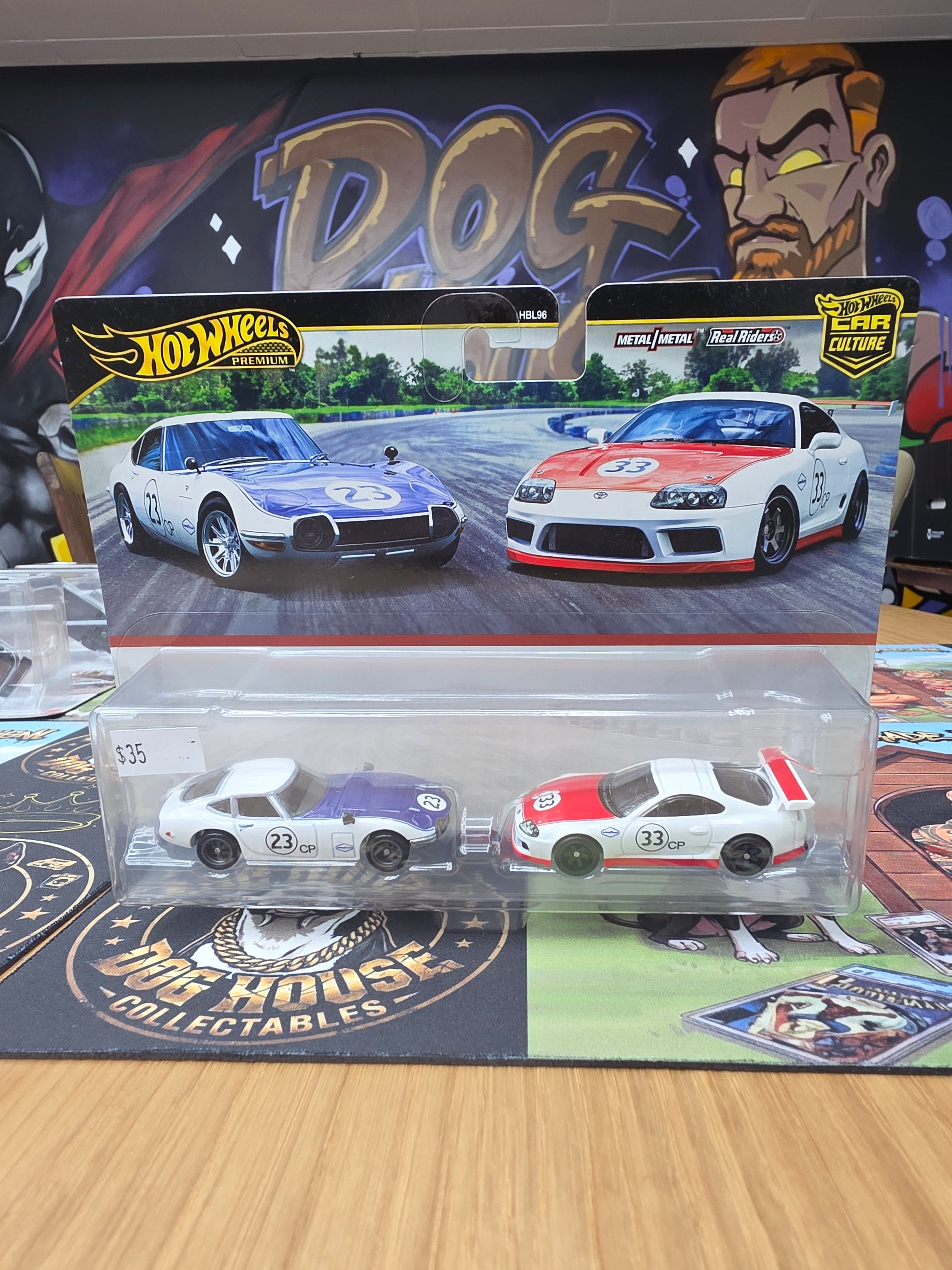 Hot Wheels Premium Car Culture Toyota 2000GT & Toyota Supra 2-Pack - Metal/Metal Real Riders (HBL96)