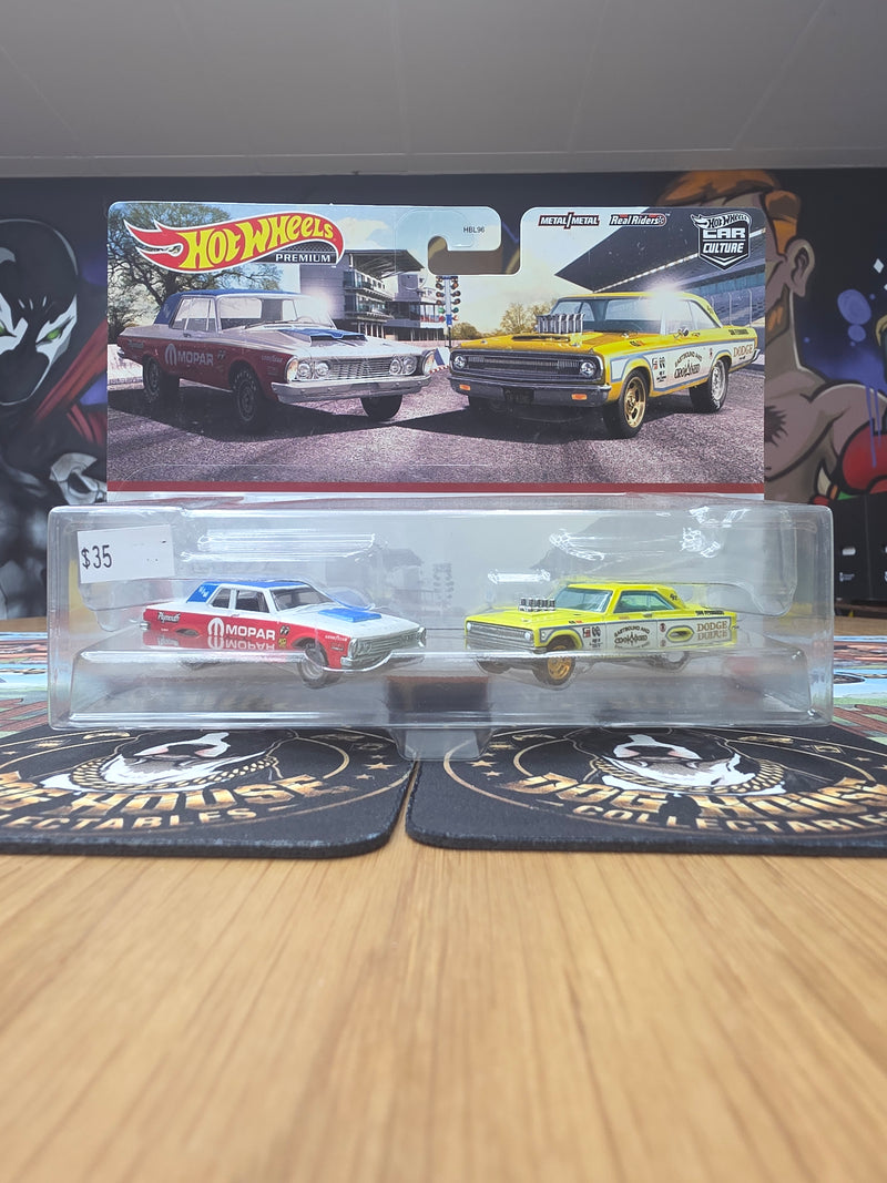 Hot Wheels Premium Car Culture Mopar Plymouth Savoy & Dodge Coronet 2-Pack - Metal/Metal Real Riders (HBL96)-1
