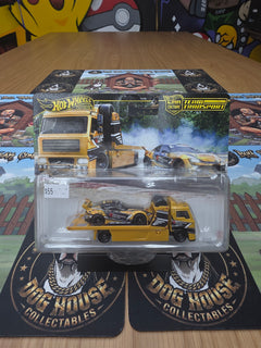 Hot Wheels Premium Car Culture Team Transport Papadakis Racing Toyota GR Supra & Flatbed Hauler - Metal/Metal Real Riders (FLF56)-1