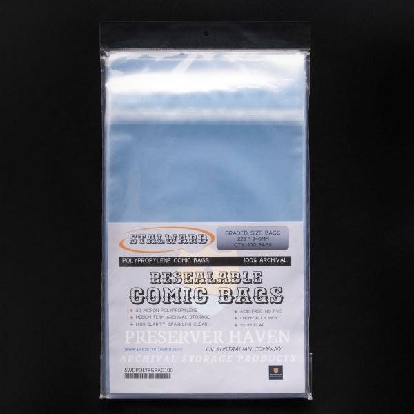 Stalward Resealable Comic Bags Graded Size 223x340mm - 100 Pack-1