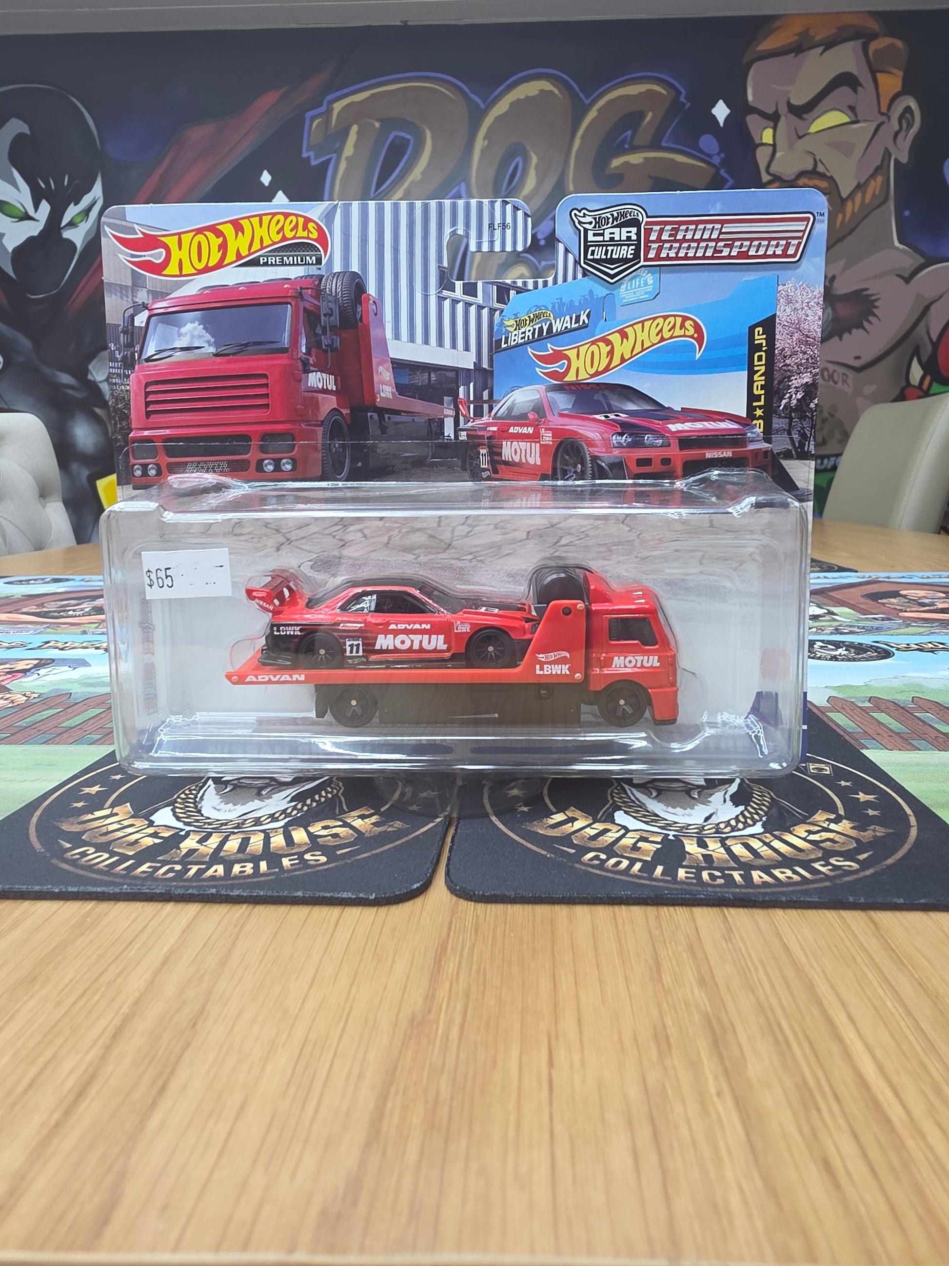 Hot Wheels Premium Car Culture Team Transport LBWK Nissan Skyline R34 & Flatbed Hauler - Metal/Metal Real Riders (FLF56)-1