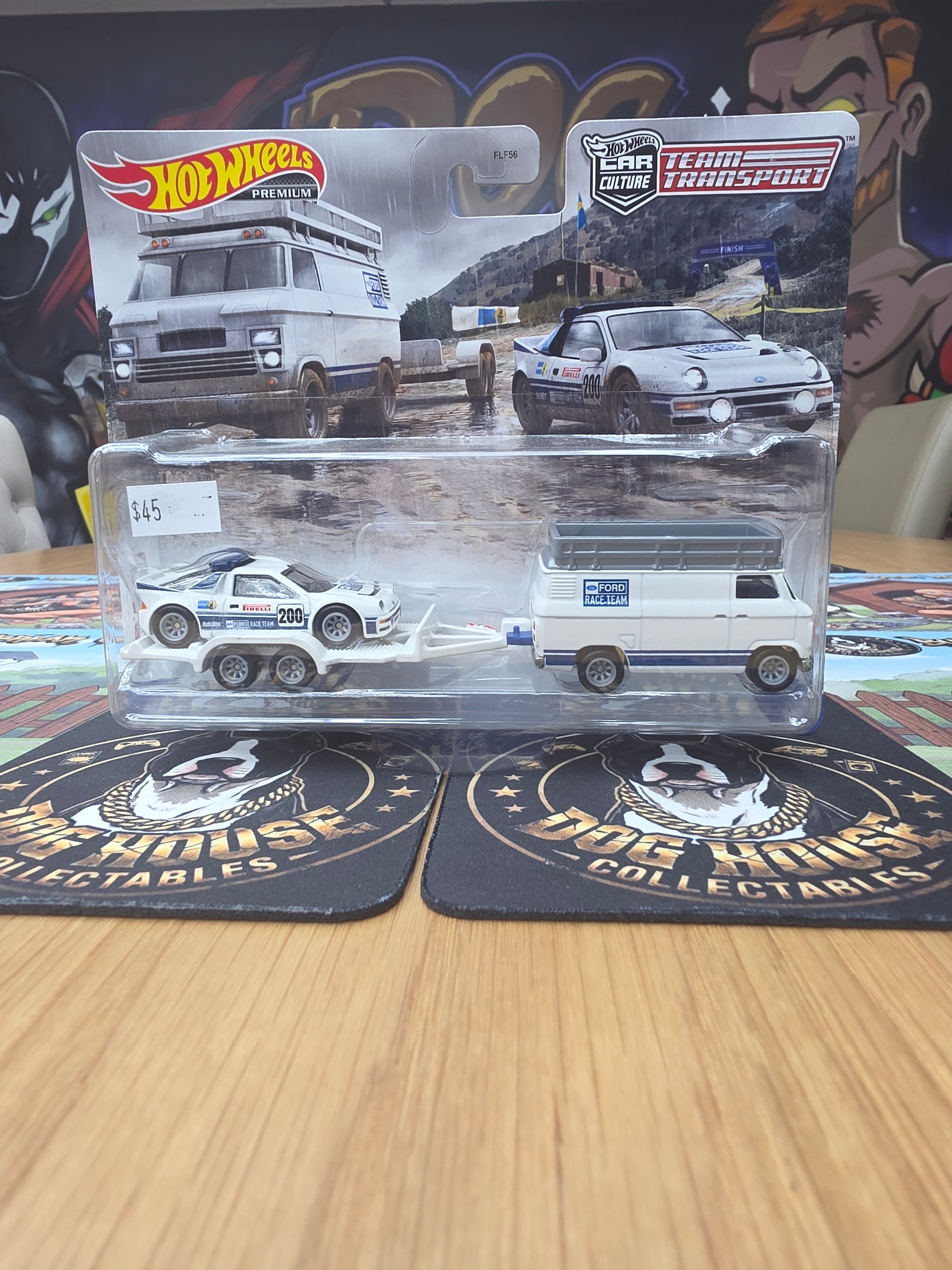 Hot Wheels Premium Car Culture Team Transport Ford RS200 & Ford Transit Van - Metal/Metal Real Riders (FLF56)-1