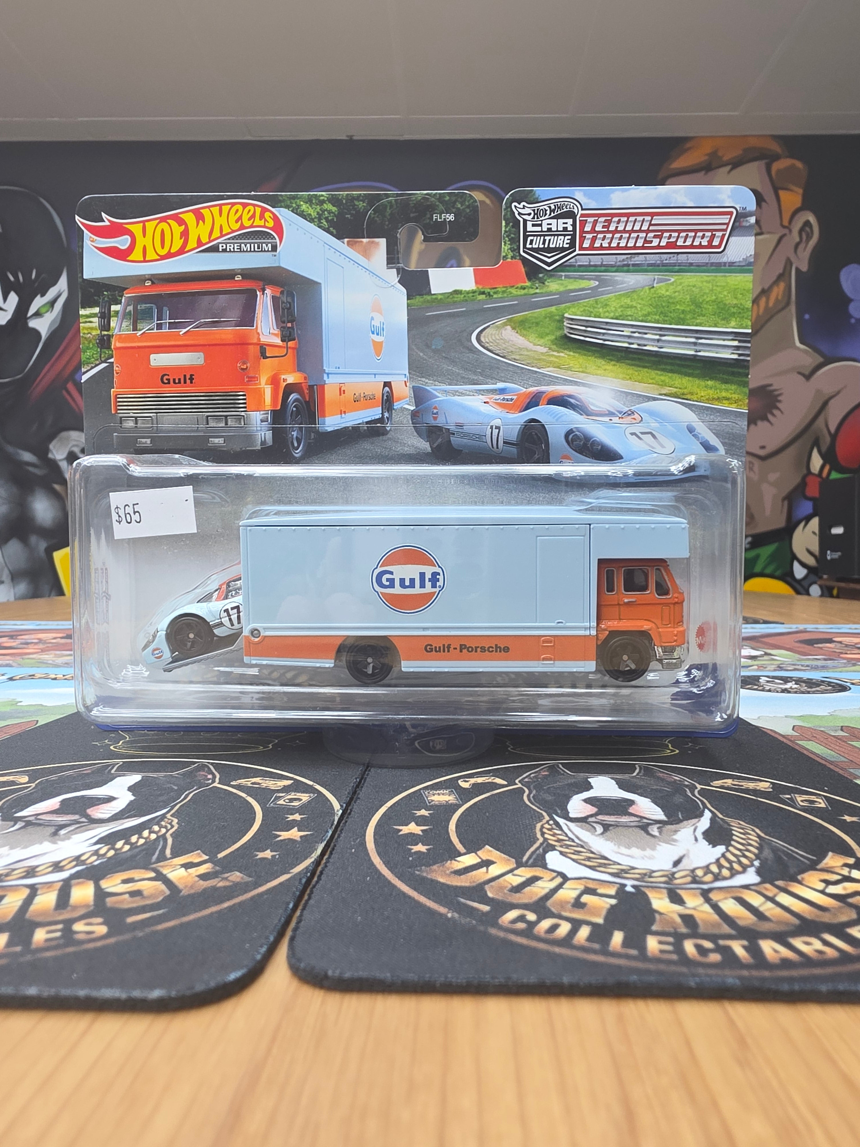 Hot Wheels Premium Car Culture Team Transport Gulf Porsche 917 & Box Hauler - Gulf Livery Metal/Metal Real Riders (FLF56)
