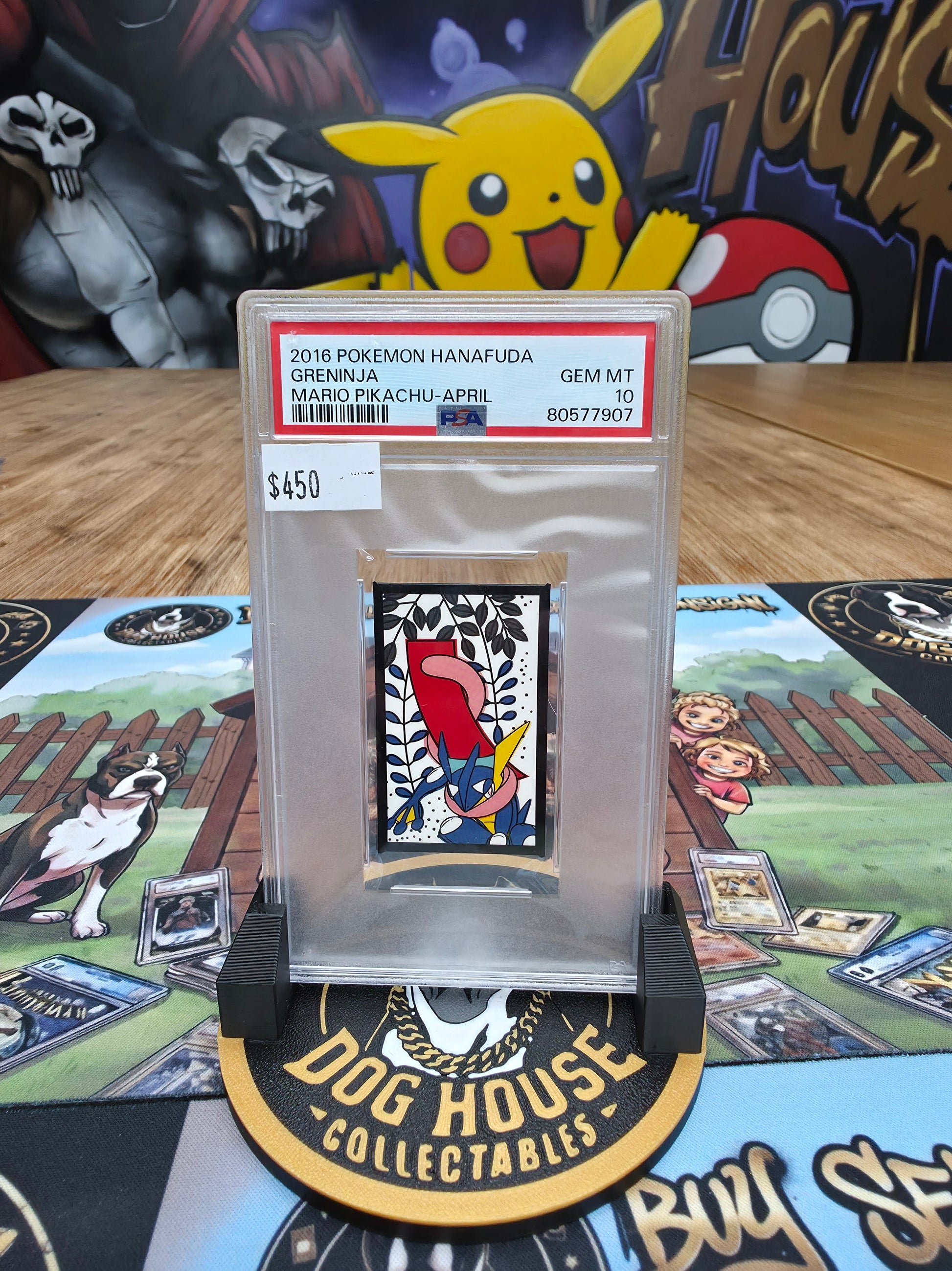 Greninja 2016 Pokémon Hanafuda Mario Pikachu (April) | PSA 10 GEM MT-1