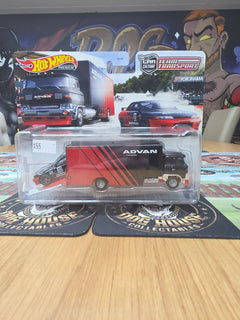 Hot Wheels Premium Car Culture Team Transport Nissan Skyline GT-R (BNR32) & Chevy Van - Advan Yokohama Metal/Metal Real Riders (FLF56)-1