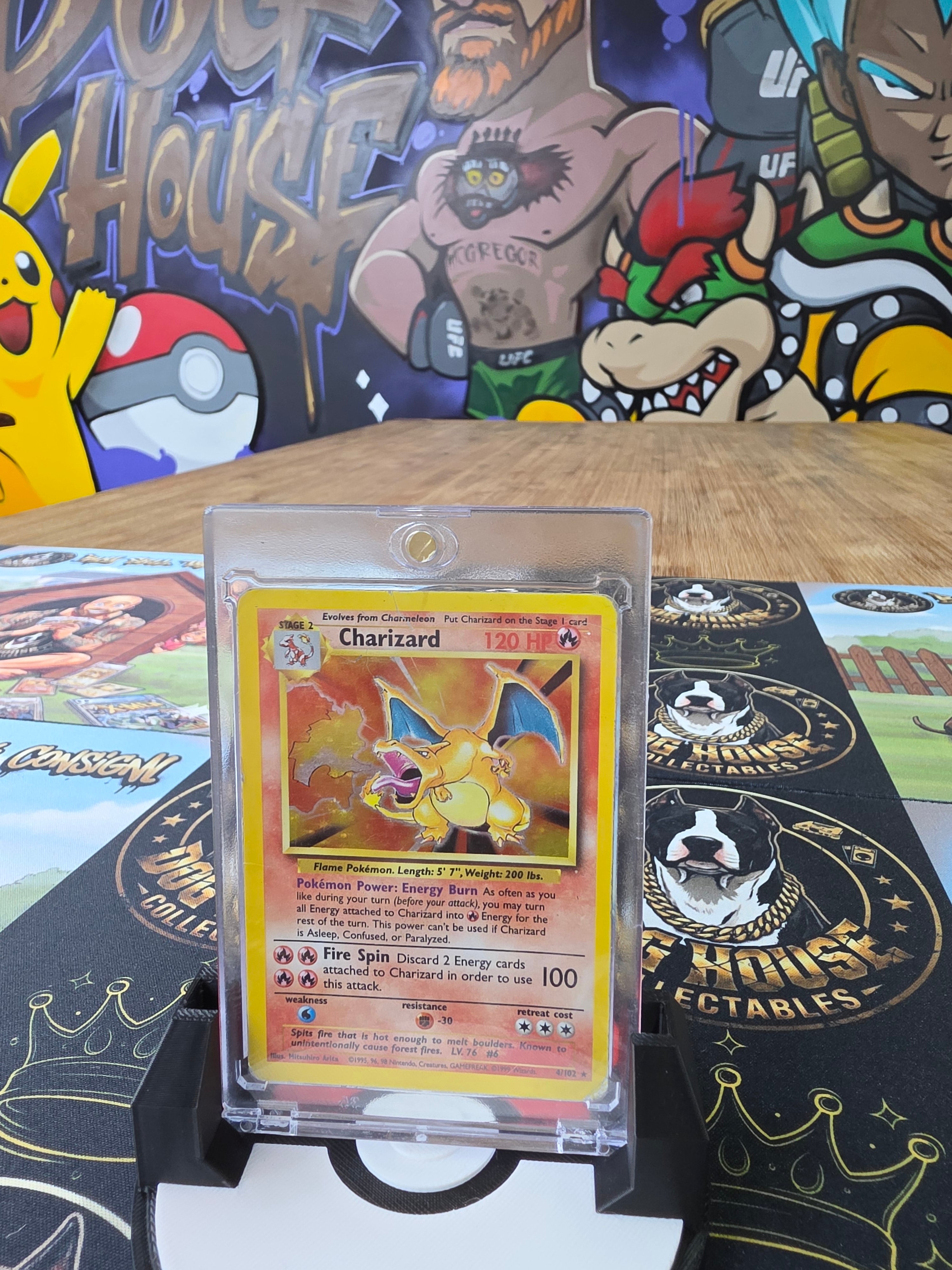 Pokémon Base Set Charizard 4/102 Holo Rare - Heavily Played